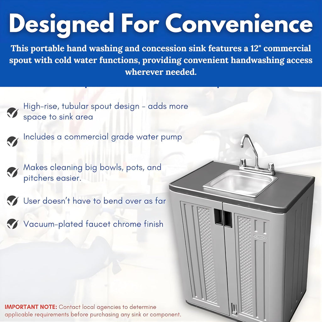 Portable Sink – Single Basin Portable Handwashing Station with Cold Water
