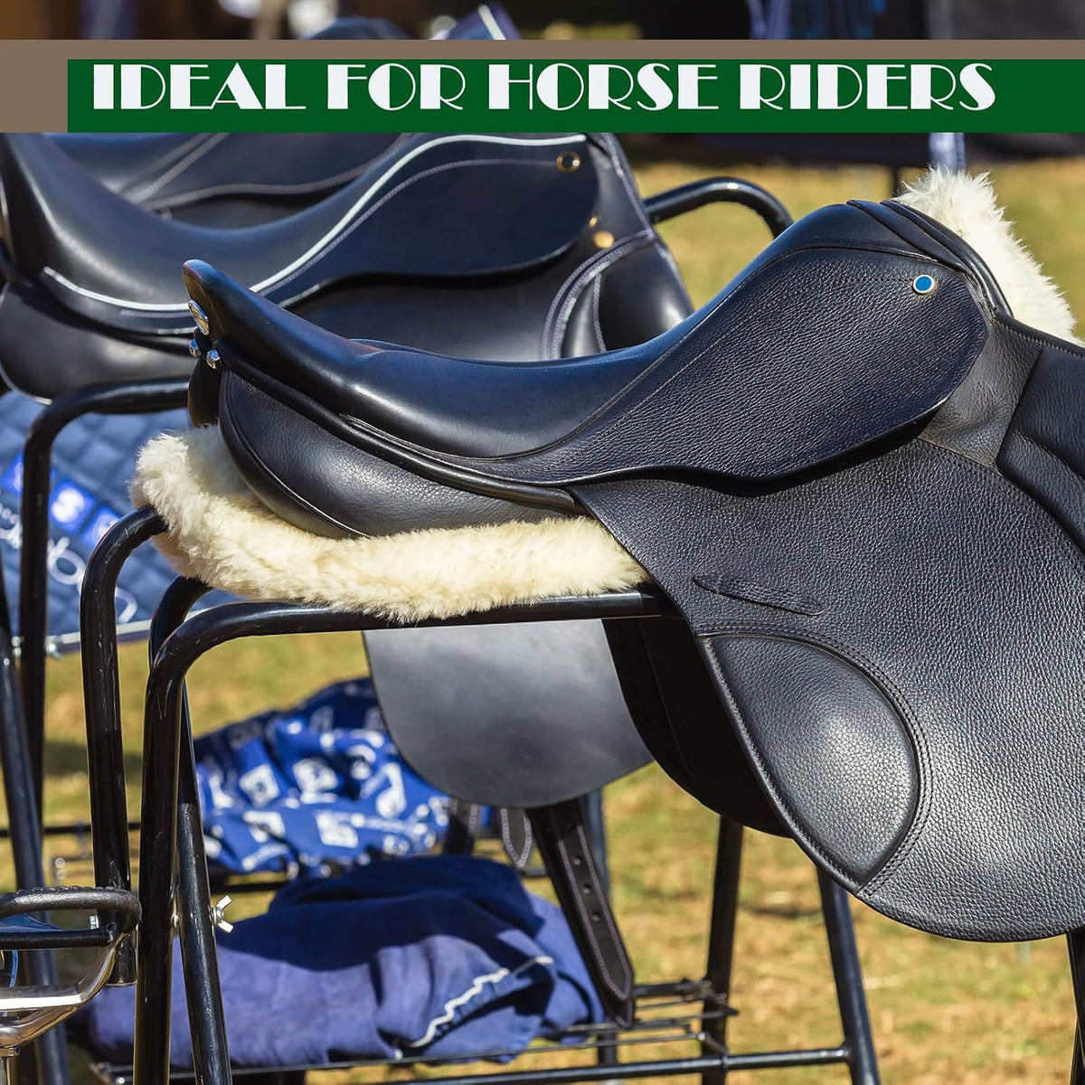 2 Pcs Portable Saddle Rack Steel Foldable Freestanding Saddle Rack Stand Horse Trailer Organizer for Derby Day Horse