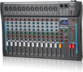 12 Channel Audio Interfacer Sound Board Mixer DJ Mixer 16-Bit DSP Effect USB Audio Mixer +48V Phantom Power Bluetooth