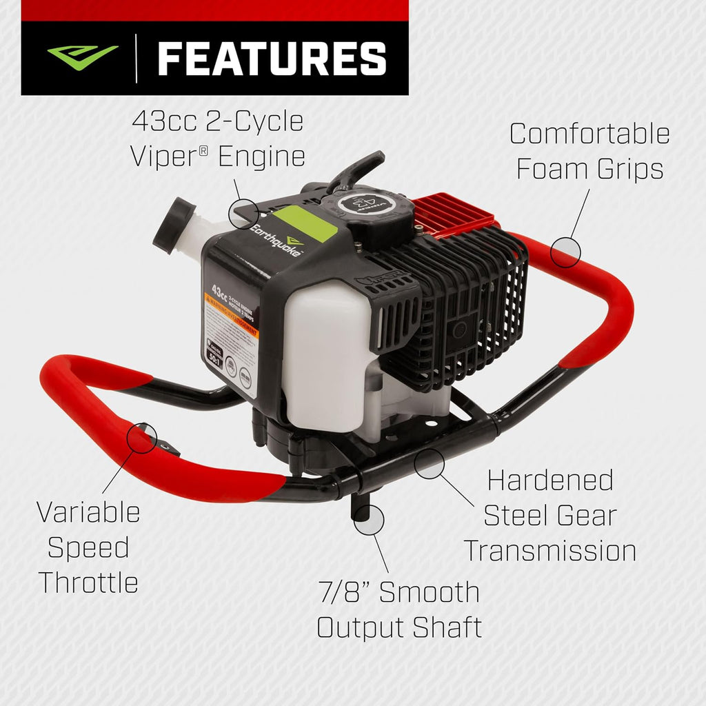 E43 1-Person Earth Auger Powerhead with 43cc 2-Cycle Viper Engine
