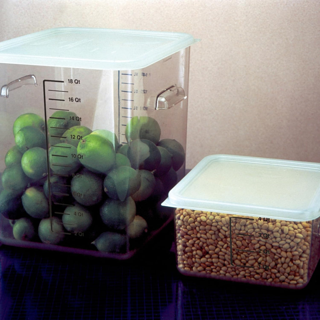 Space Saving Square Food Storage Container, 4 Quart, Clear, for Kitchen/Sous Vide/Meal Prep