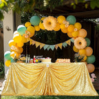 Gold Sequin Tablecloth 90x132 Inch Rectangular Floor Length