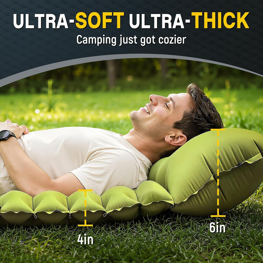 Sleeping Pad for Camping, Built-in Pump with Pillow | Waterproof, Air Mattress for Backpacking, Hiking, Tent