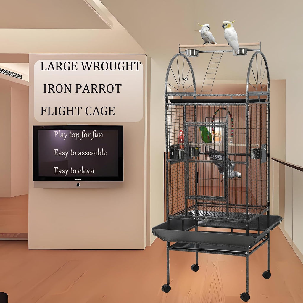 69-inch Large Bird Cage with Stand, Flight Cages for Parakeets & Play Top & Birdcage Cover for African Grey Quaker