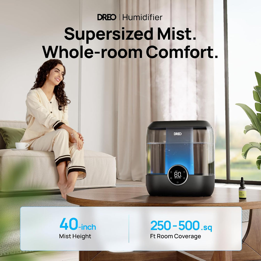 6L Humidifiers for Bedroom, 60H Runtime, 28 dB Quiet, HM524, Black