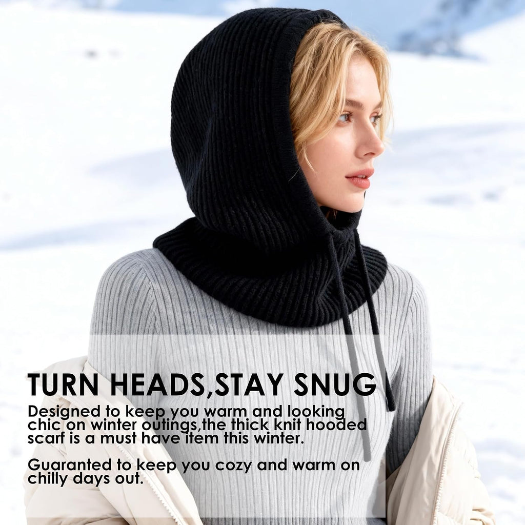 Winter Balaclava Hat for Men Women,Windproof Blend Hooded Scarf Hat Warm Fleece Lined Neck Gaiter Beanie Cap for Cold