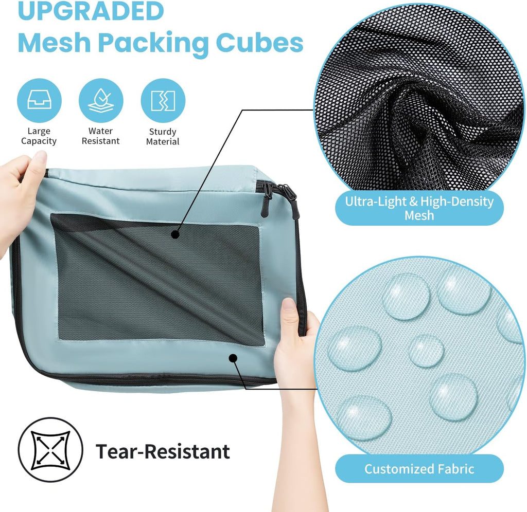 Mesh Packing Cubes for Travel, Durable Luggage Organizer with Sturdy Material and Double Zippers, Comprehensive Set