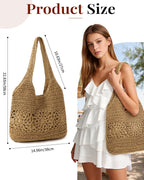 Beach Bag, Straw Beach Bags for Women Floral Straw Bag Beach Tote Bag
