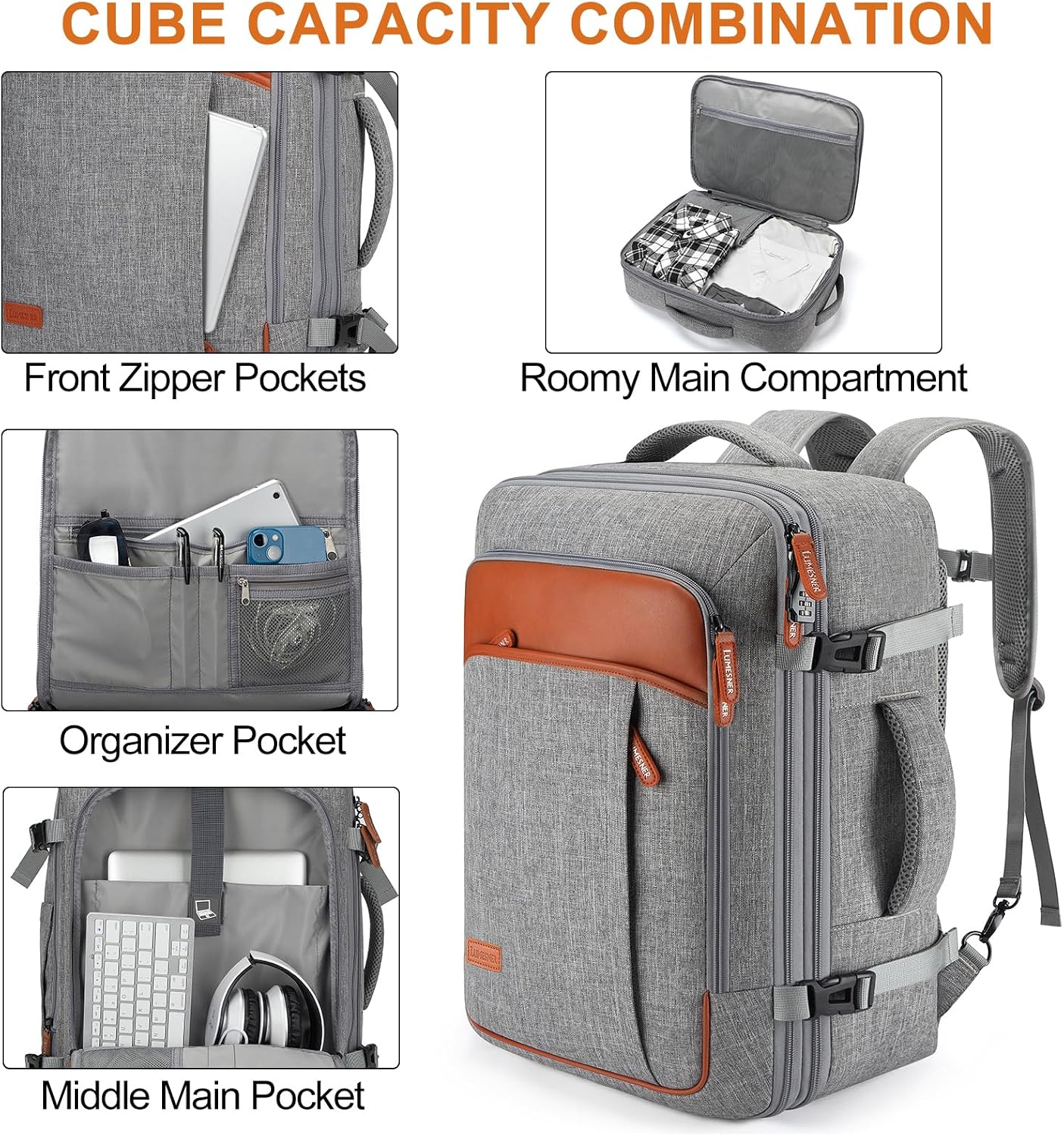 Carry on Travel Backpacks, Extra Large 40L Flight Approved Bag for Men & Women,Expandable Suitcase Backpack With 4