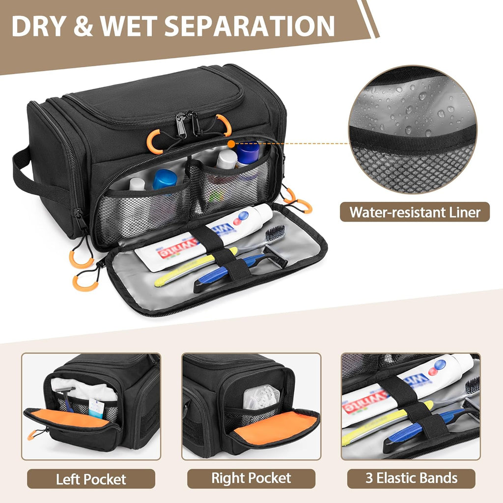 Tactical Toiletry Bag for Men, Hanging Hygiene Bag, Travel Dopp Kit Organizer for Shaving, Shower Essentials and