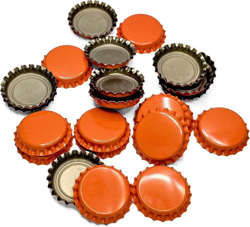 144 Oxygen Absorbing Beer Bottle Caps | 26mm Pry-Off Orange Standard Homebrew Bottle Tops for Glass Bottles |