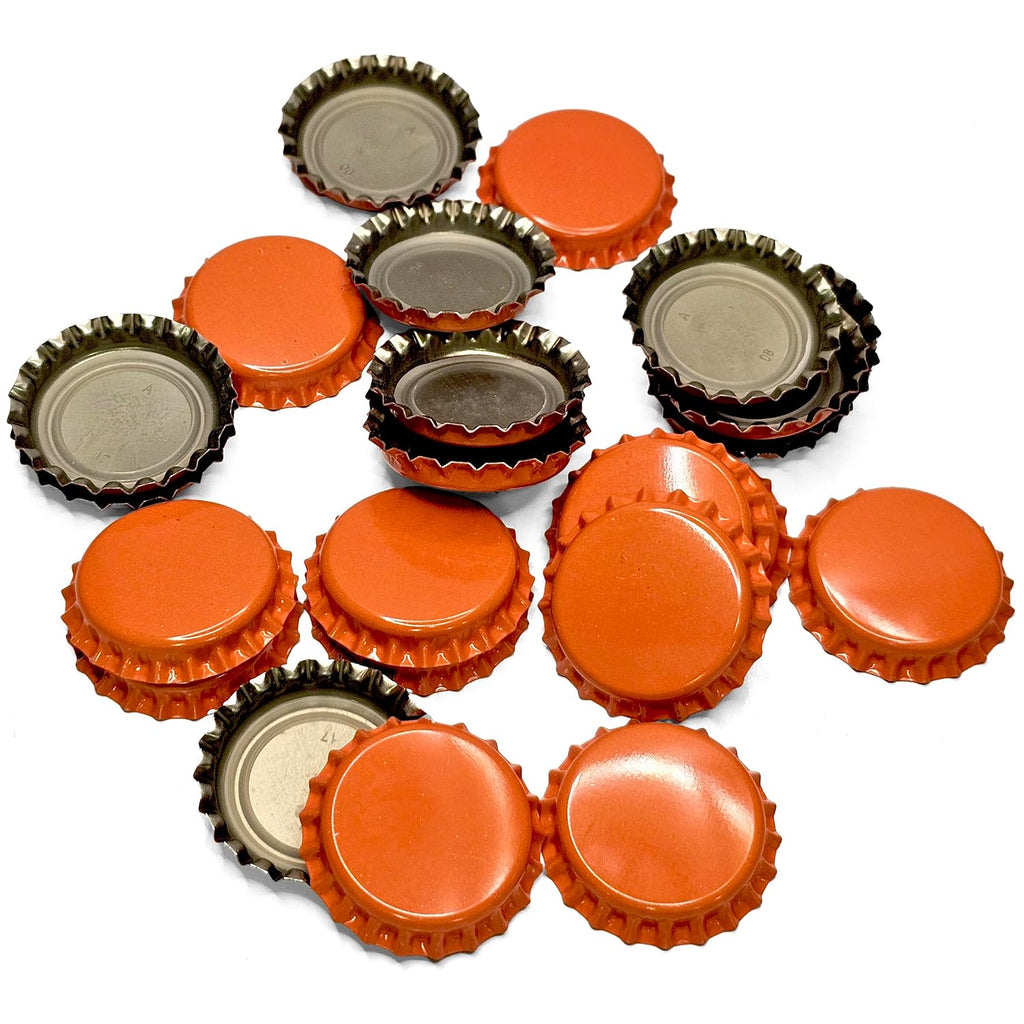 144 Oxygen Absorbing Beer Bottle Caps | 26mm Pry-Off Orange Standard Homebrew Bottle Tops for Glass Bottles |