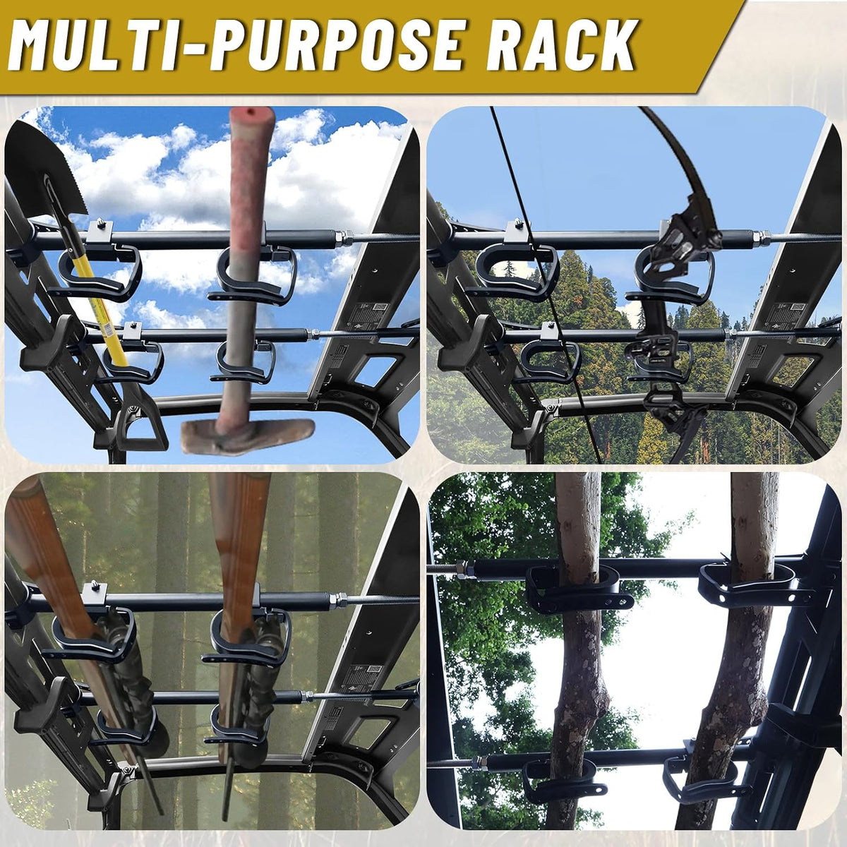 StarknightMT UTV Gun Rack Overhead Holder Adjustable Fits 21"-27" Spacing