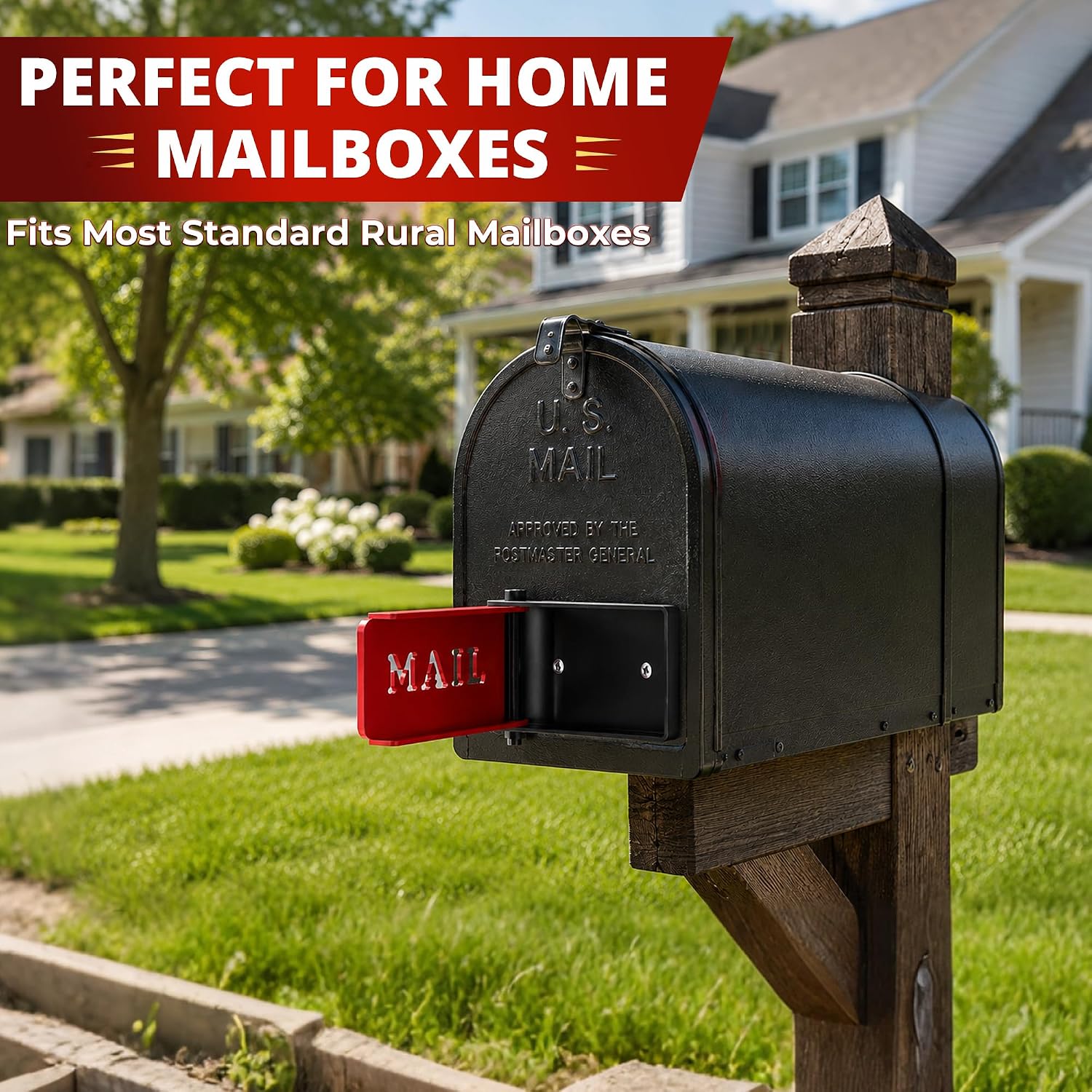 Mailbox Flag Replacement Kit Metal Front Mount Red Mailbox Flag for Brick, Stone Mailboxes | Mail Alert Flag |