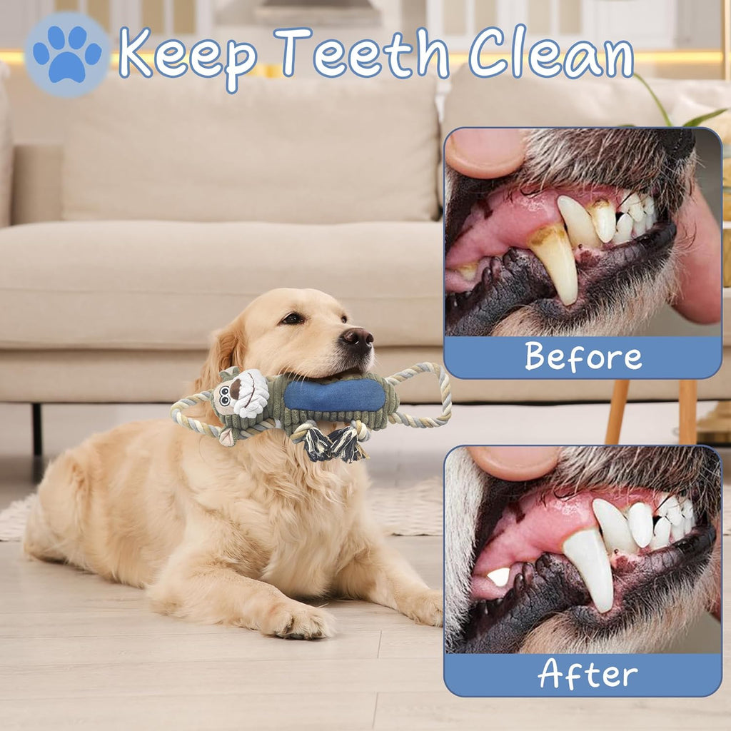 Funny Plush Dog Chew Toys, Squeaky Dog Toys, Interactive Tug of War Puppy Toys, Stuffed Dog Toys for Small, Medium