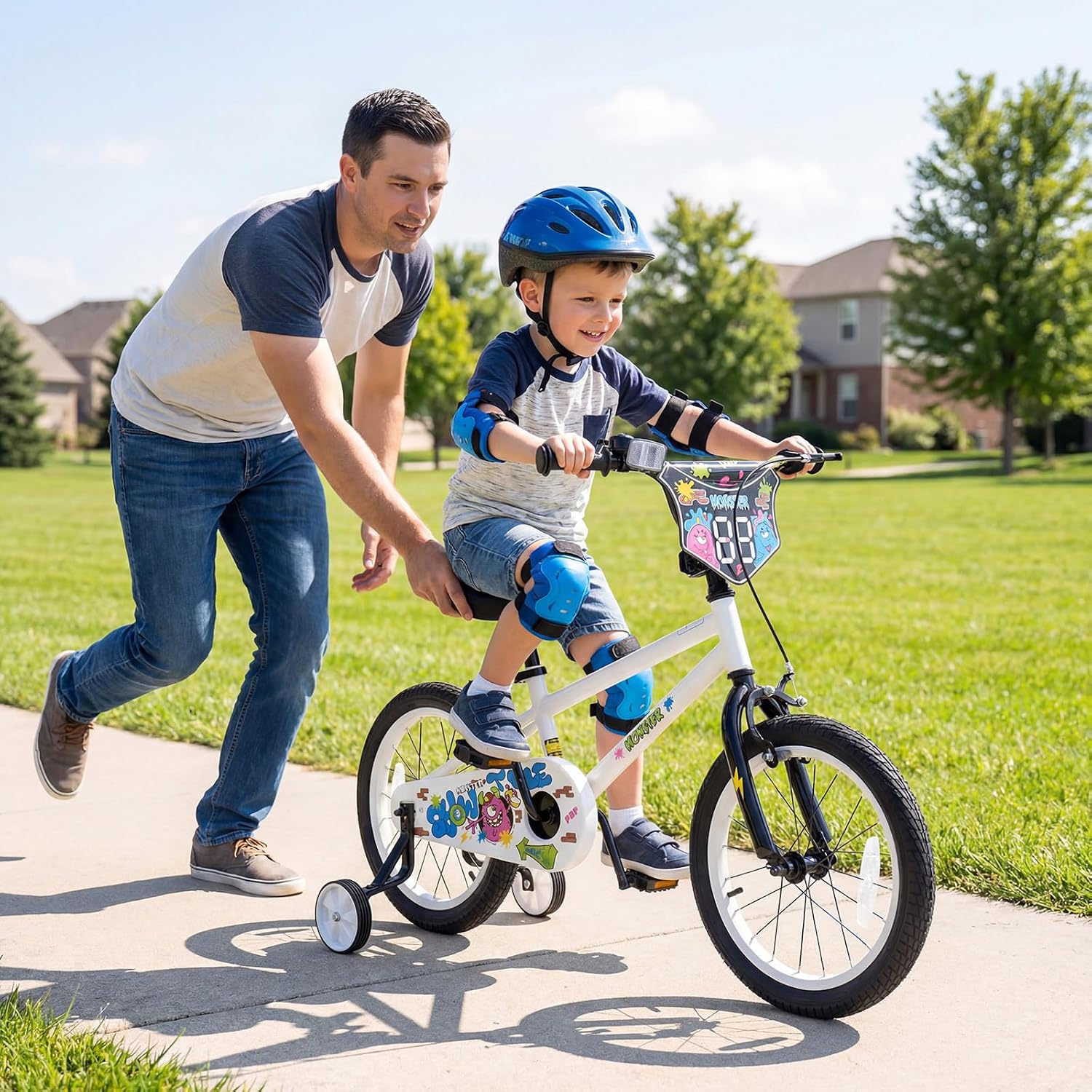 Kids Bike, 12 14 16 18 Inch Children Bicycle with DIY Design, Training Wheels, Dual Brakes and Adjustable Seat, Girls