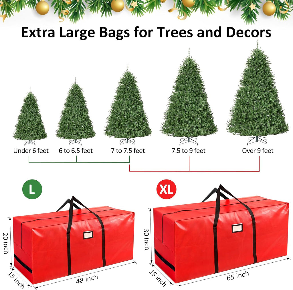7.5 ft Christmas Tree Storage Bag, Fits Artificial Xmas Holiday Tree-Red | Durable Christmas Tree Storage Box