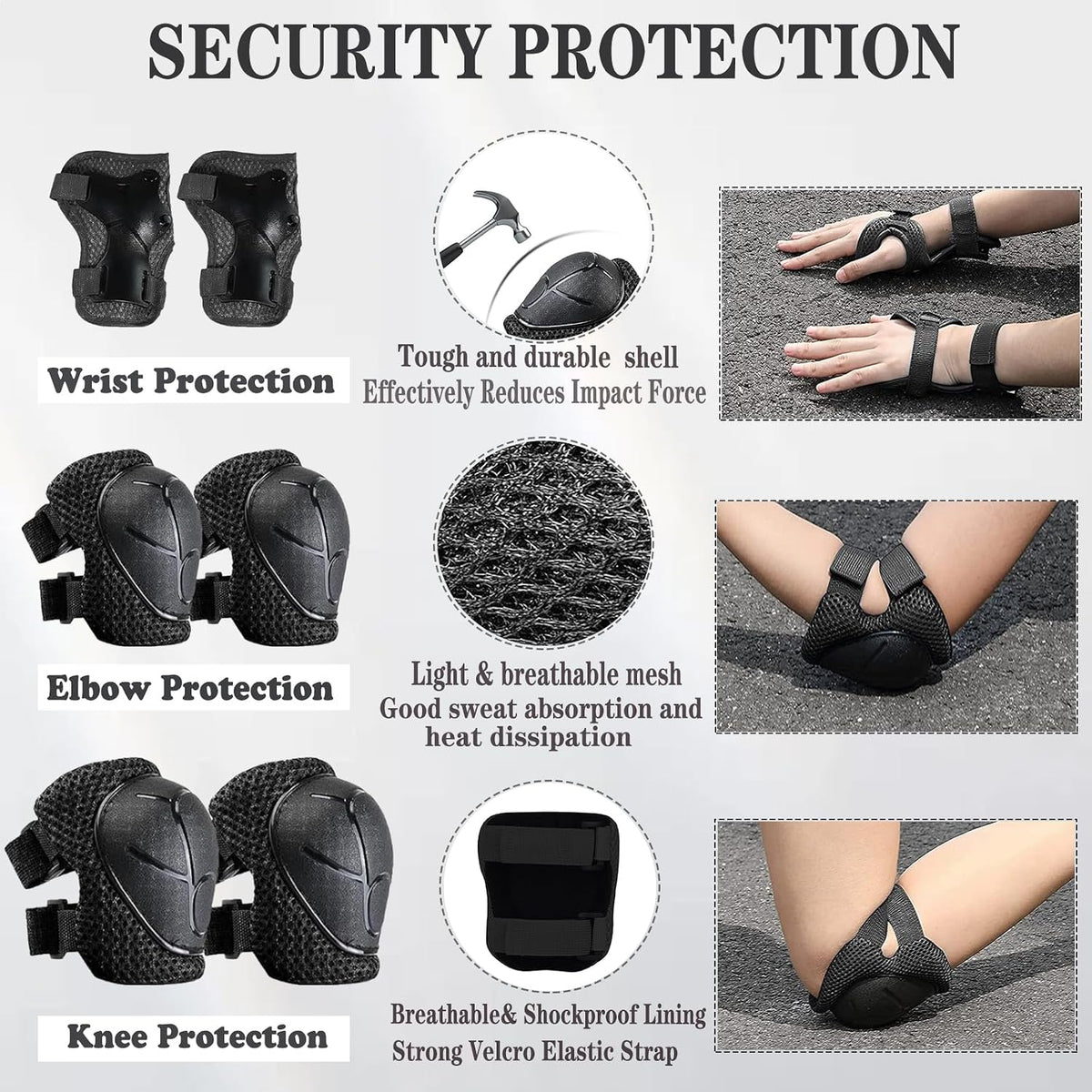 Kids Helmet,Toddler Skateboard Helmets for Ages 2-3-5-8-14 Years Boys Girls with Knee and Elbow Pads Wrist Guards fit