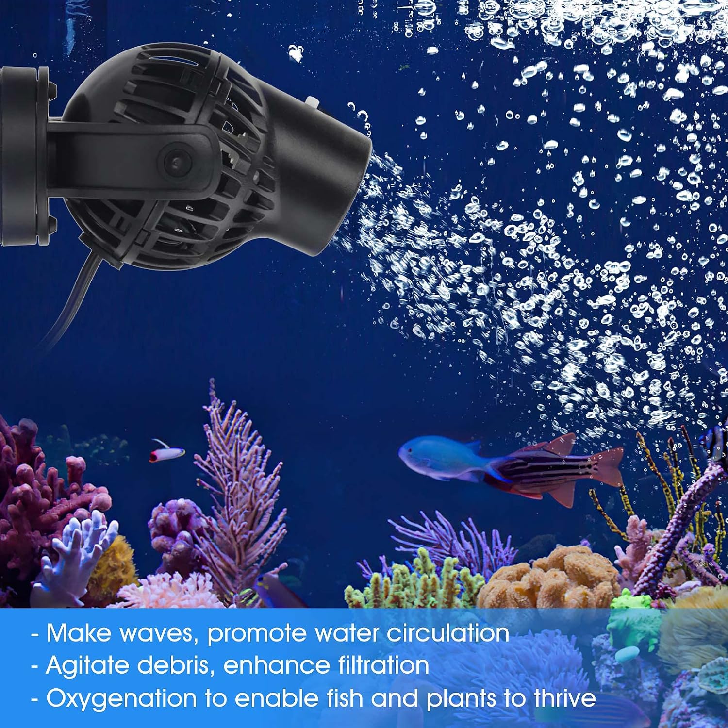 Aquarium Wave Maker Circulation Pump, 1320 GPH Ultra-silence Fish Tank Powerhead with Strong Magnet Suction Base for