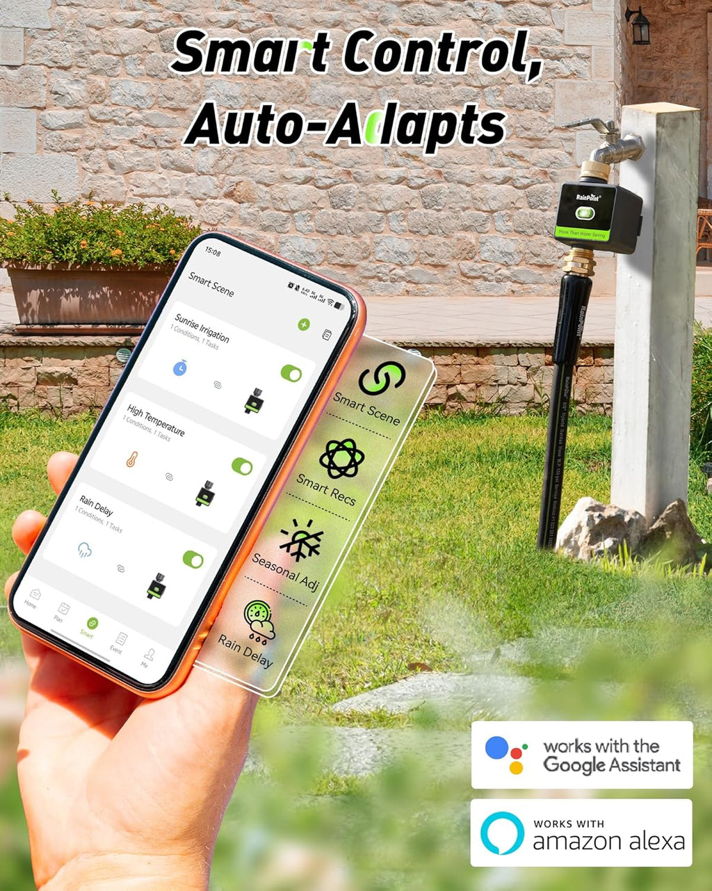 WiFi Water Hose Timer with Brass Inlet&Outlet, Smart Sprinkler Timer for Watering with Gateway, WiFi Watering System