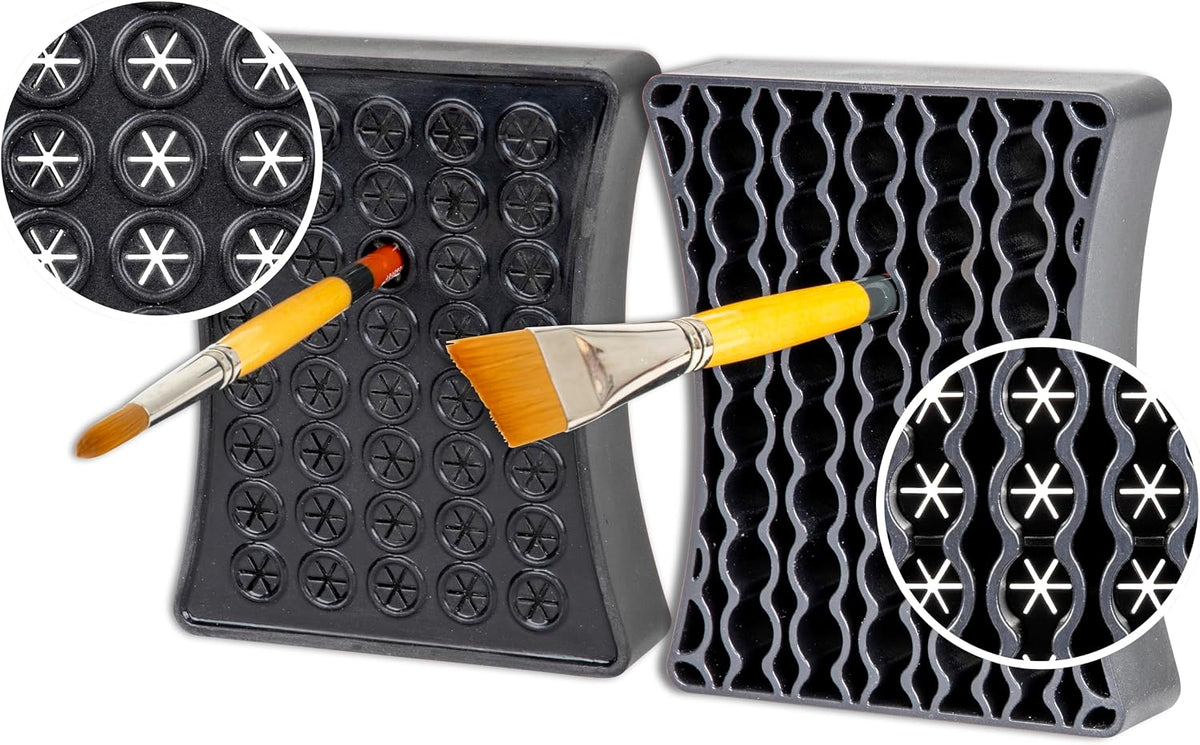Brush Drying Rack and Organizer Set, 2-Piece Kit, Black