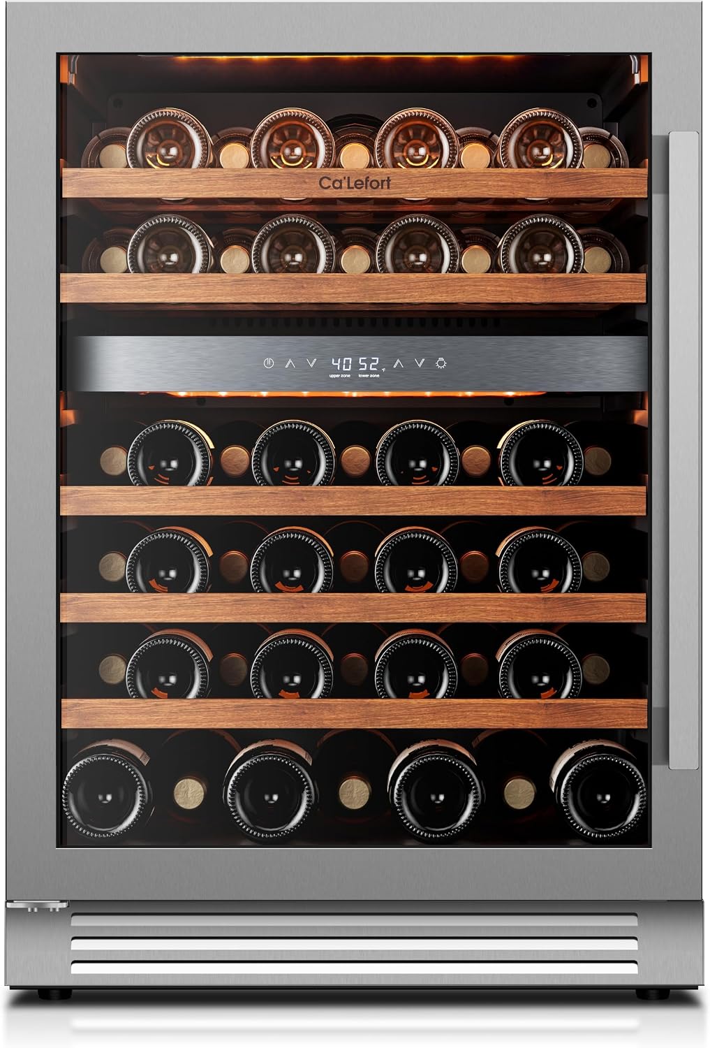 24 Inch Dual Zone Wine Fridge, 52 Bottle Built-in Wine Cooler