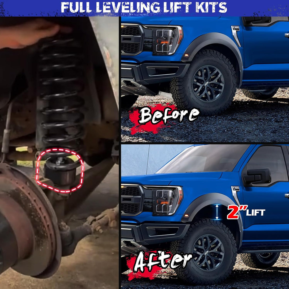 KSP 2" Front Leveling Lift Kits for Ford with 5/8" Stud (4WD only)