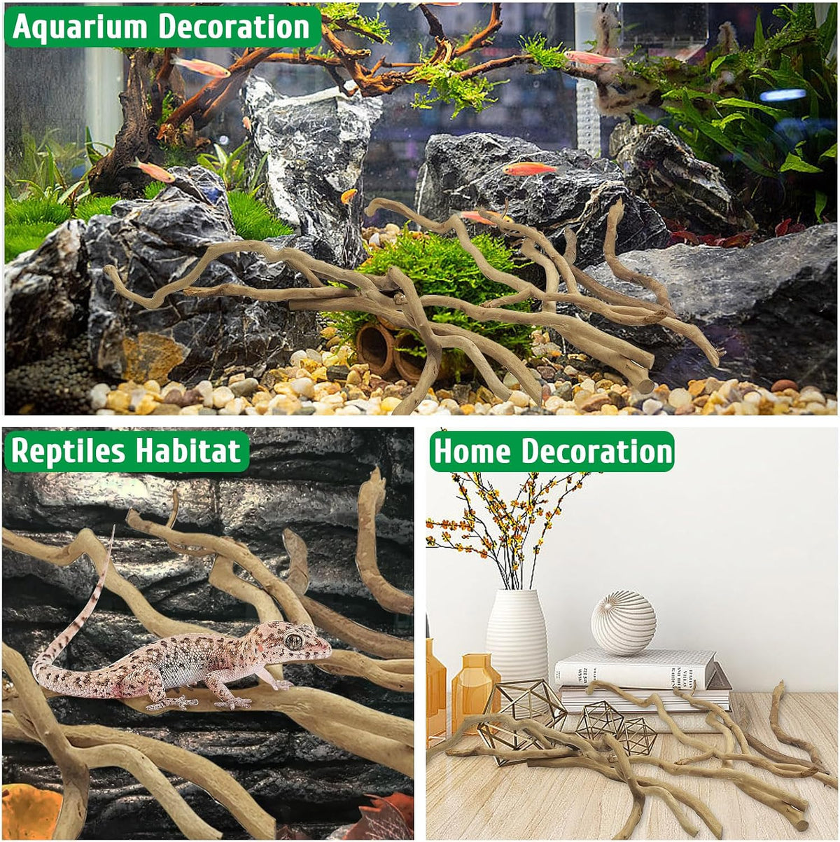 Natural Driftwood for Aquarium, Red Moor Driftwood Mix 12''-16'' Long Driftwood for Decorations Aquarium Driftwood
