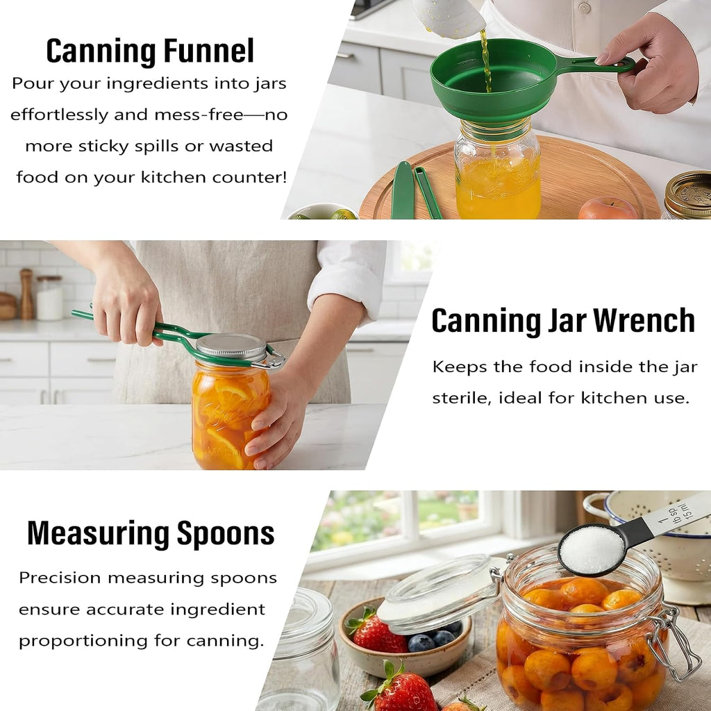 Canning Supplies Starter Kit,Canning Tools Set-9 Piece with Rack,Funnel, Ladle, Measuring Spoons,Jar Lifter, Bubble