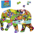 Irregular Animal Puzzles for Kids Ages 4-6 6-8 8-10 10-12 Year Old,Elephant Puzzle 200 Pieces Enlightening Floor