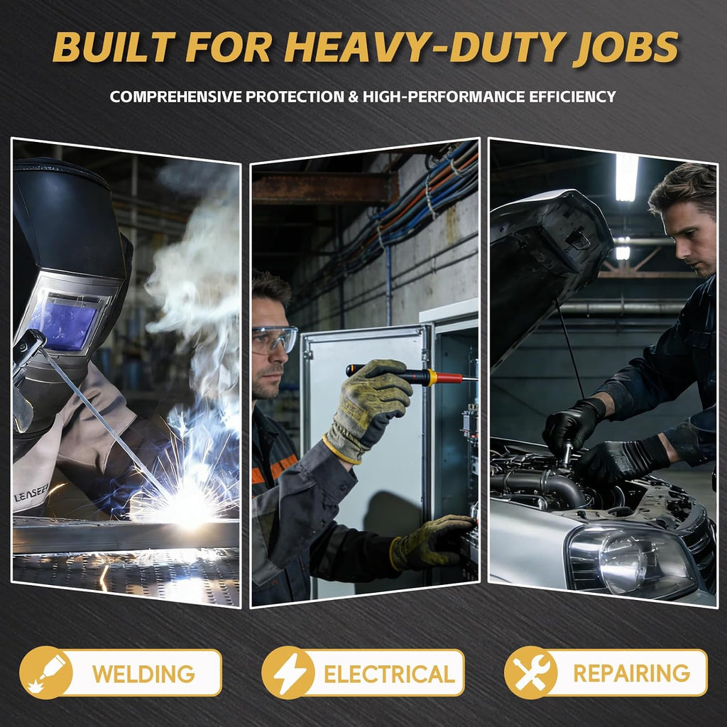 Welding Jacket Leather Sleeves Flame Resistant Hybrid Welder Jacket | Cotton & Leather Welder Coat