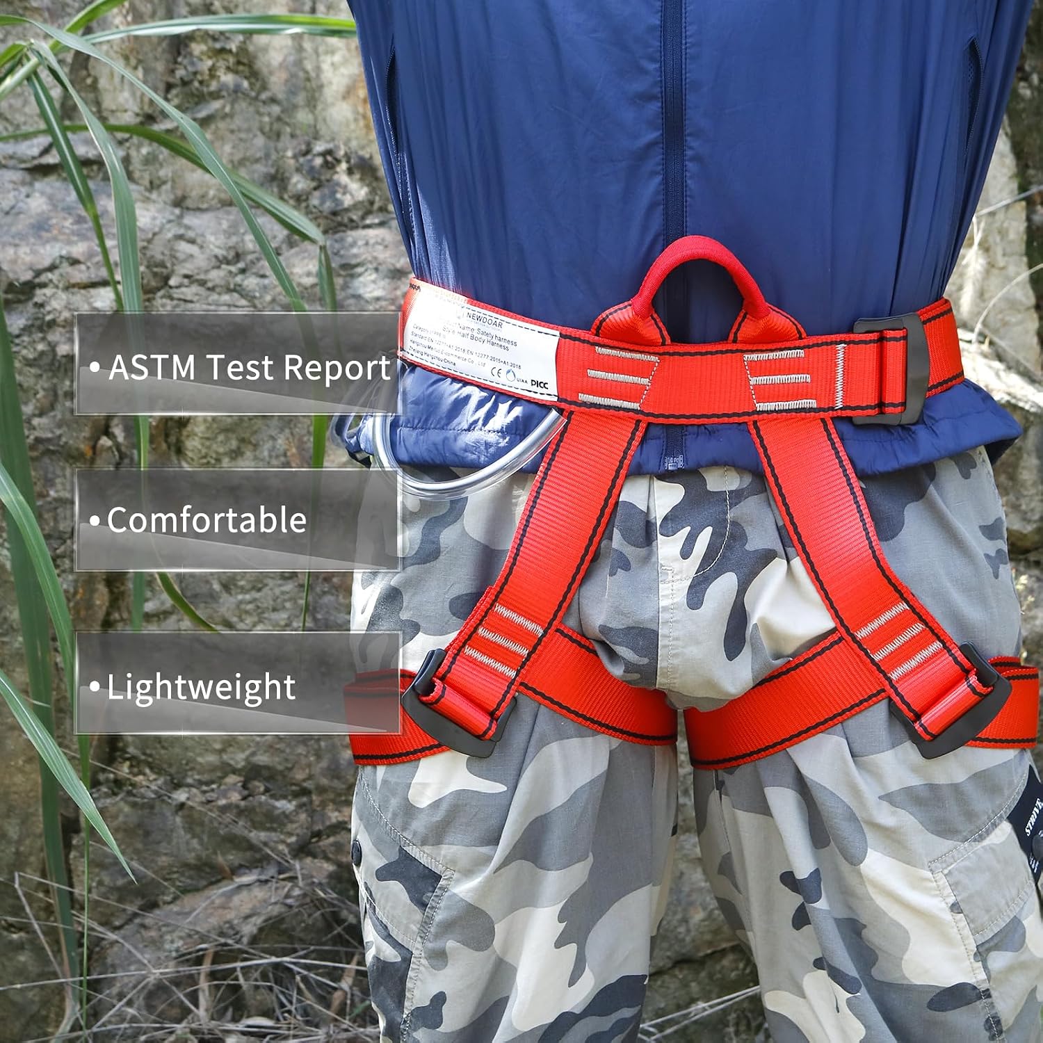 Climbing Harness, Mountaineering Rock Climbing Harness, Half Body Harness for Rappelling Fire Rescuing Tree Climbing