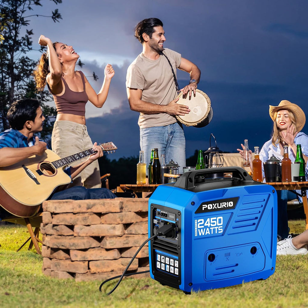 2450-Watt Portable Inverter Generator for Home Use, Super Quiet Small 120V Gas Generator for Camping, 1.6 Gallon Gas