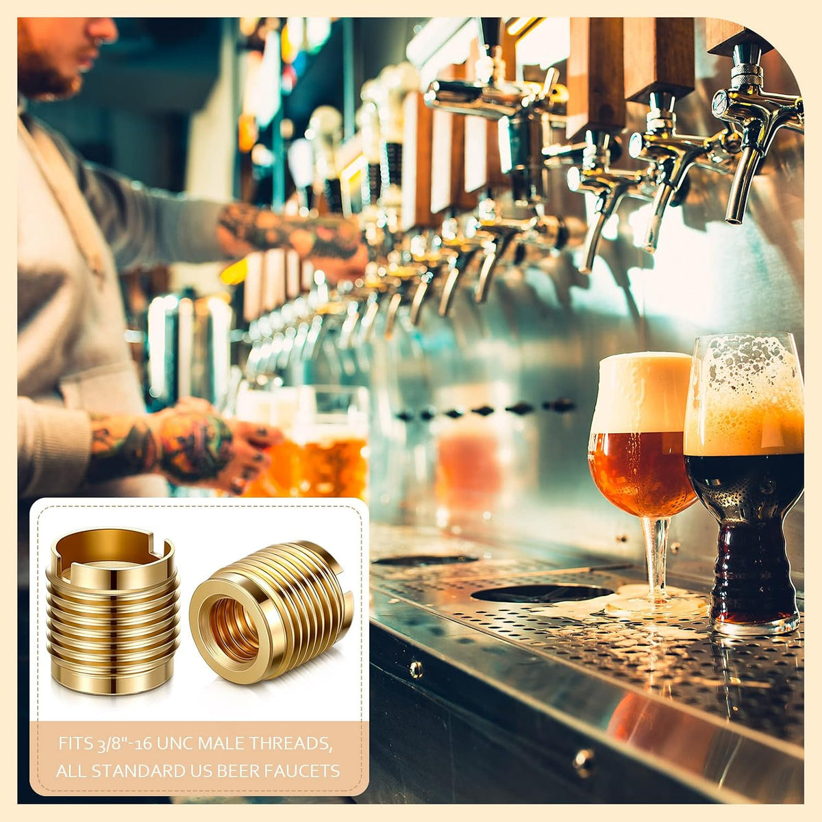 10 Pcs LEIFIDE 20 Pcs Brass Threaded Inserts 3/8-16 Wood Tap Handle 0.625''