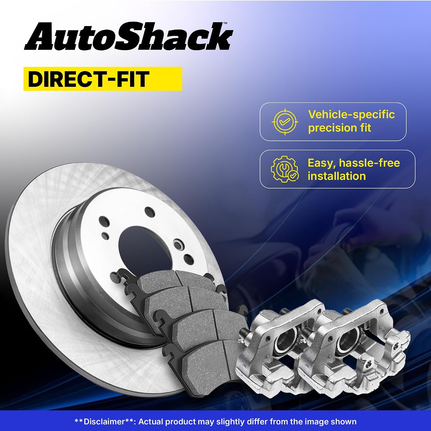 AutoShack Rear Brake Rotors Pads & Calipers for Chevy Traverse 2017 | 13.03" (331 mm) Brake Kit, direct-fit