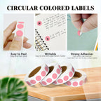 4 Rolls 4000 Dot Stickers 1/2 Inch Round Color Coding Label(Pink)
