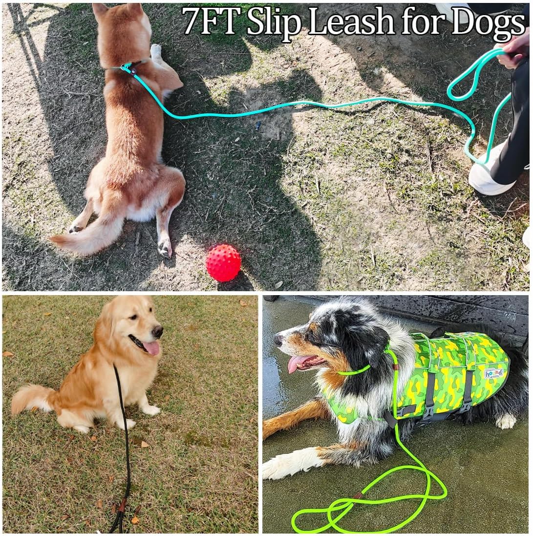 Slip Lead Control Leash for Dogs No Pull, 13+ Colors Classic Dog Lead 7FT Pet Slip Leash, 1/4” Rope Leashes for Small