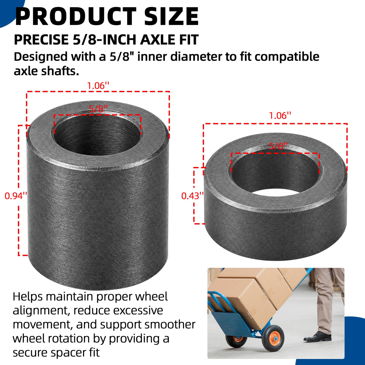 AR-PRO Metal Wheel Hub Spacers, 5/8" Axle Spacer Kit