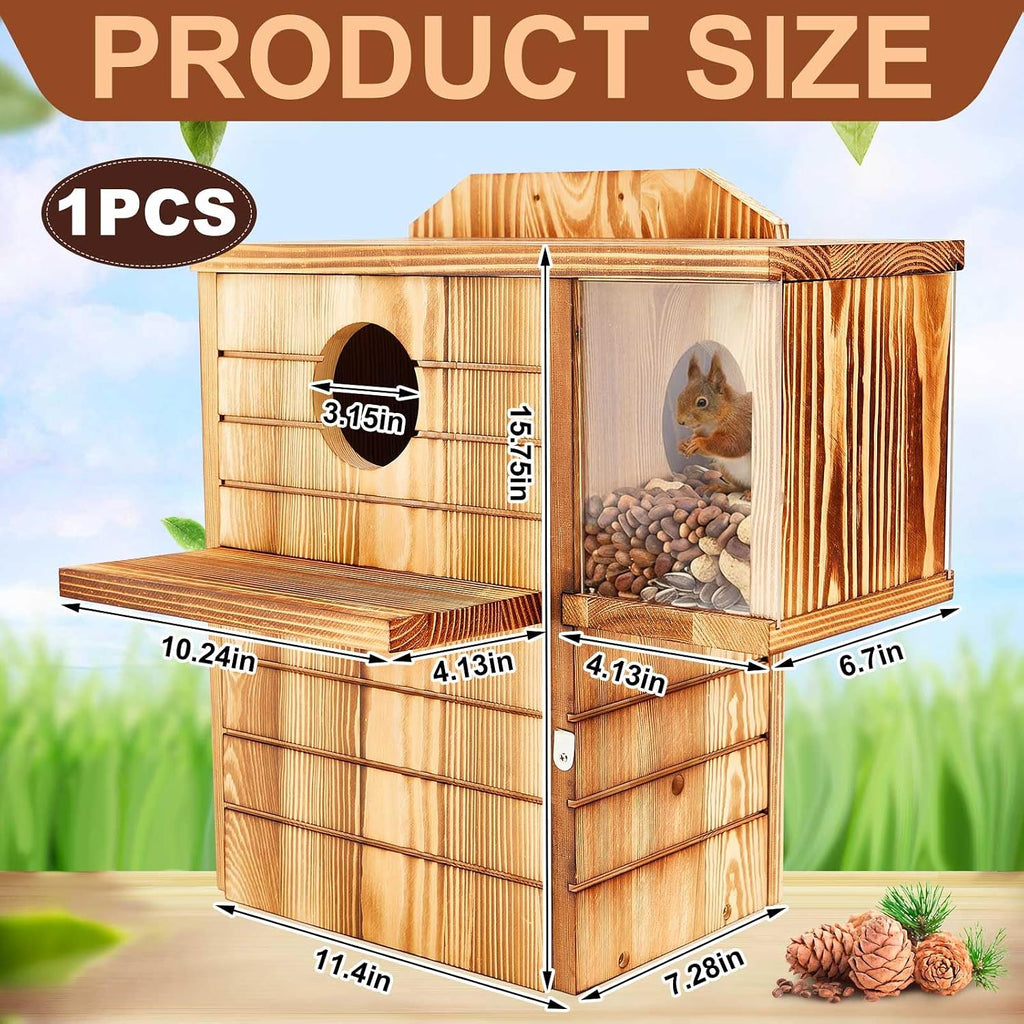 2in1 Squirrel House Wooden Feeder Multi Platform,1 Floor, 2 Exit