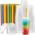 16 oz Clear PET Cups With Dome lids & Straws for Iced Coffee 40 Sets