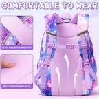 Kids Backpack for School Girls, Waterproof Backpack w/Lunch Box