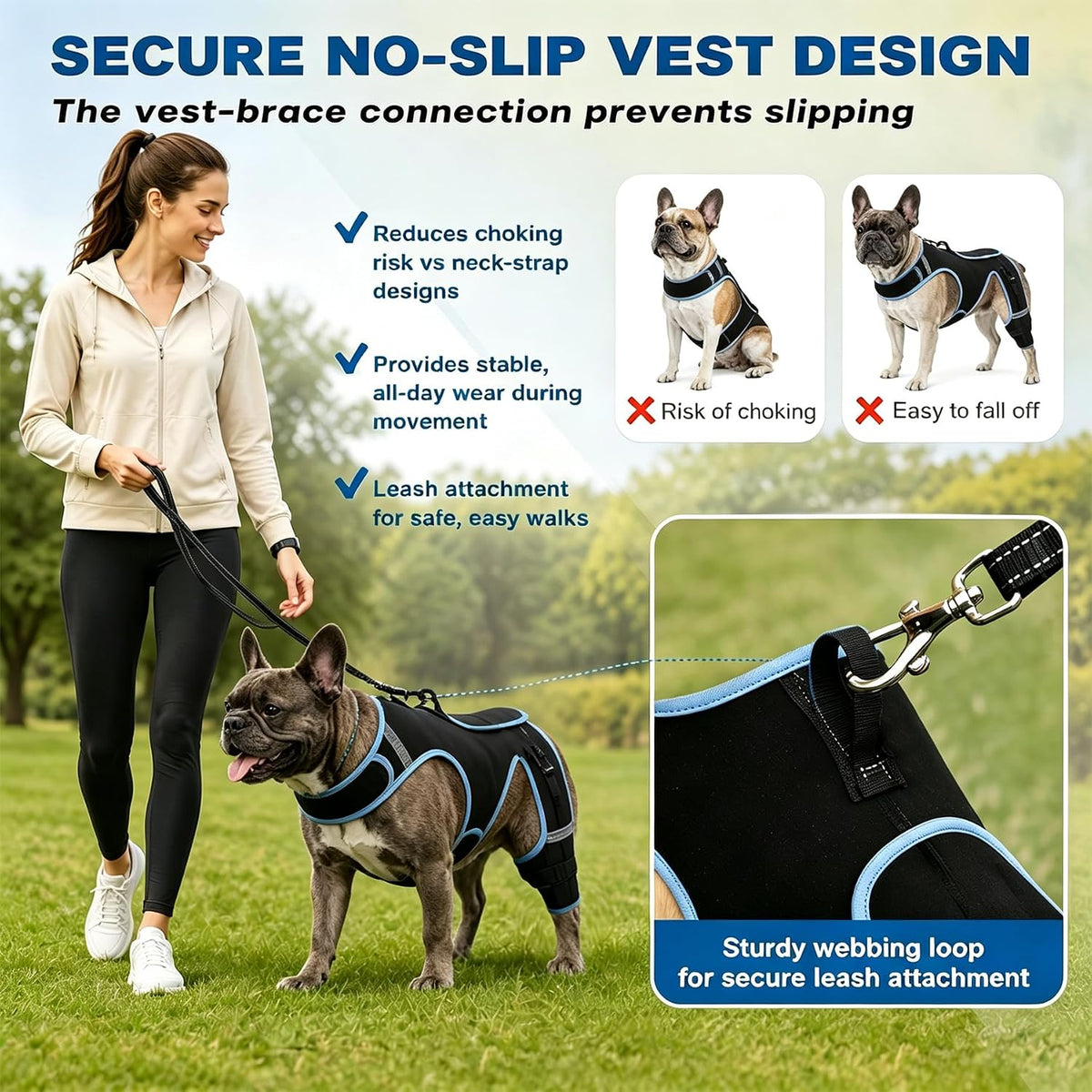 Dog Knee Brace Dog Knee Braces for Back Leg ，Adjustable Removable & Soft,for French Bulldogs, Pugs, ACL/CCL Brace