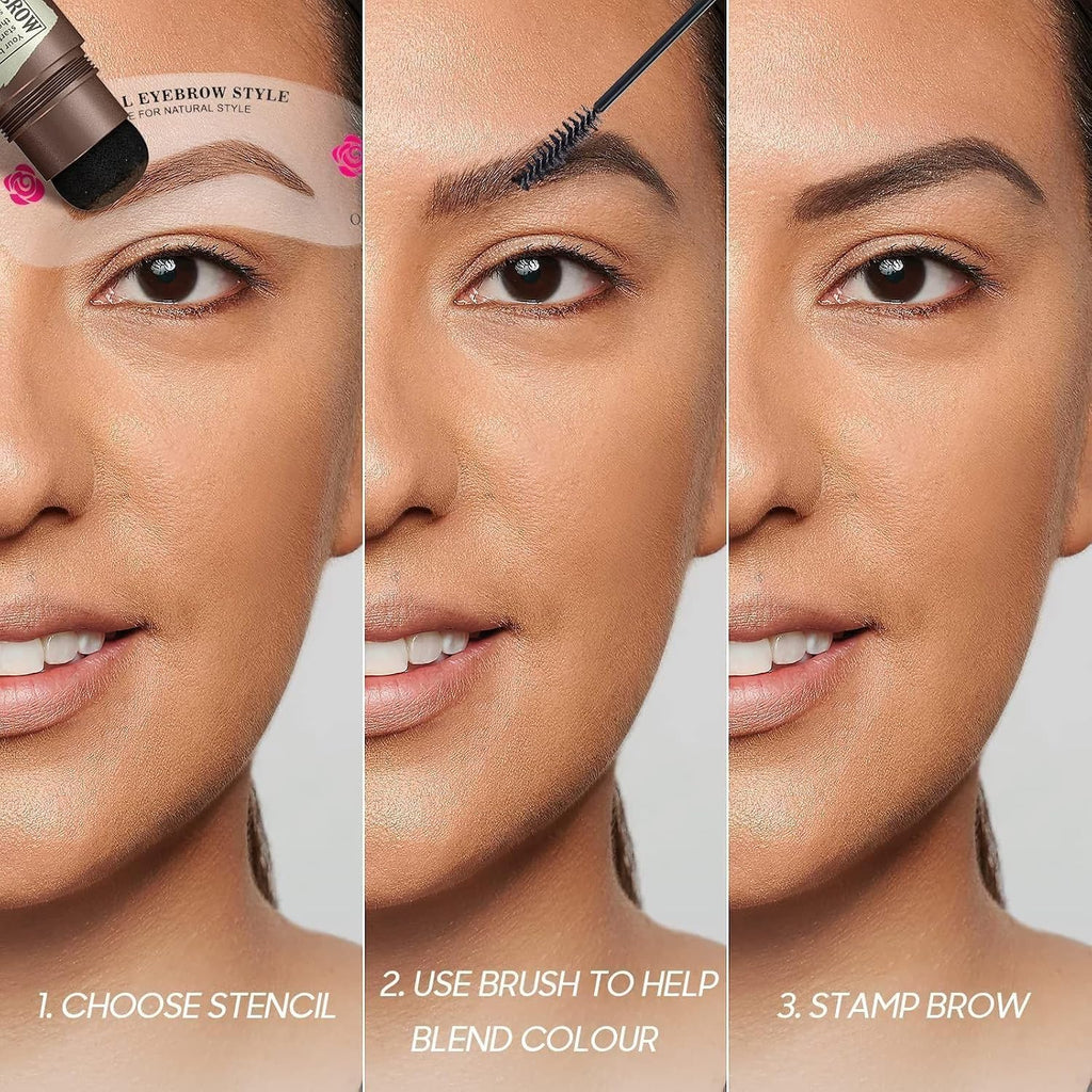 Eyebrow Stamp Stencil Kit, Eyebrow Stencils for Shaping, Light Brown