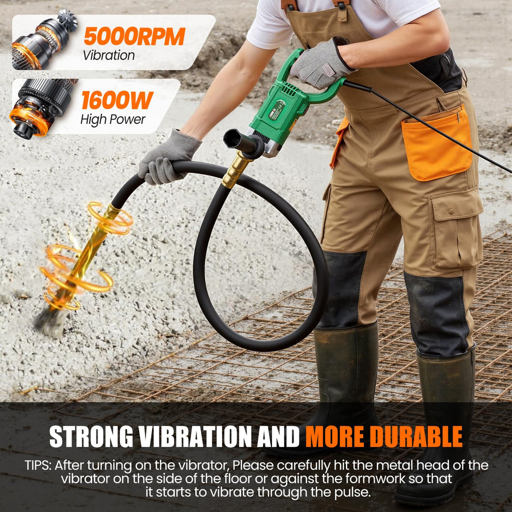 Concrete Vibrating tool,1600W 6.6FT Handheld Concrete Vibrator