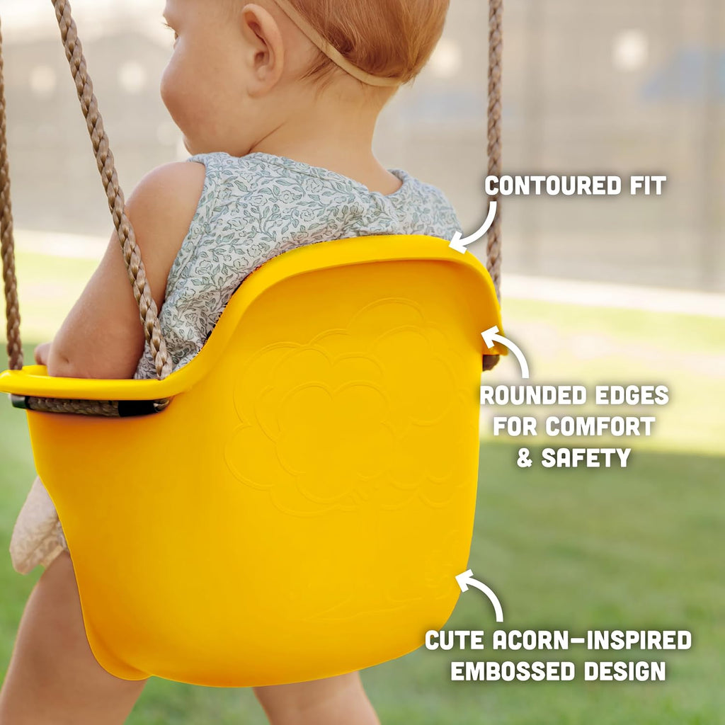 Acorn Adventures Toddler Swing Seat – Baby Bucket Swing for Outdoor Backyard & Porch, Adjustable Ropes, Easy Install