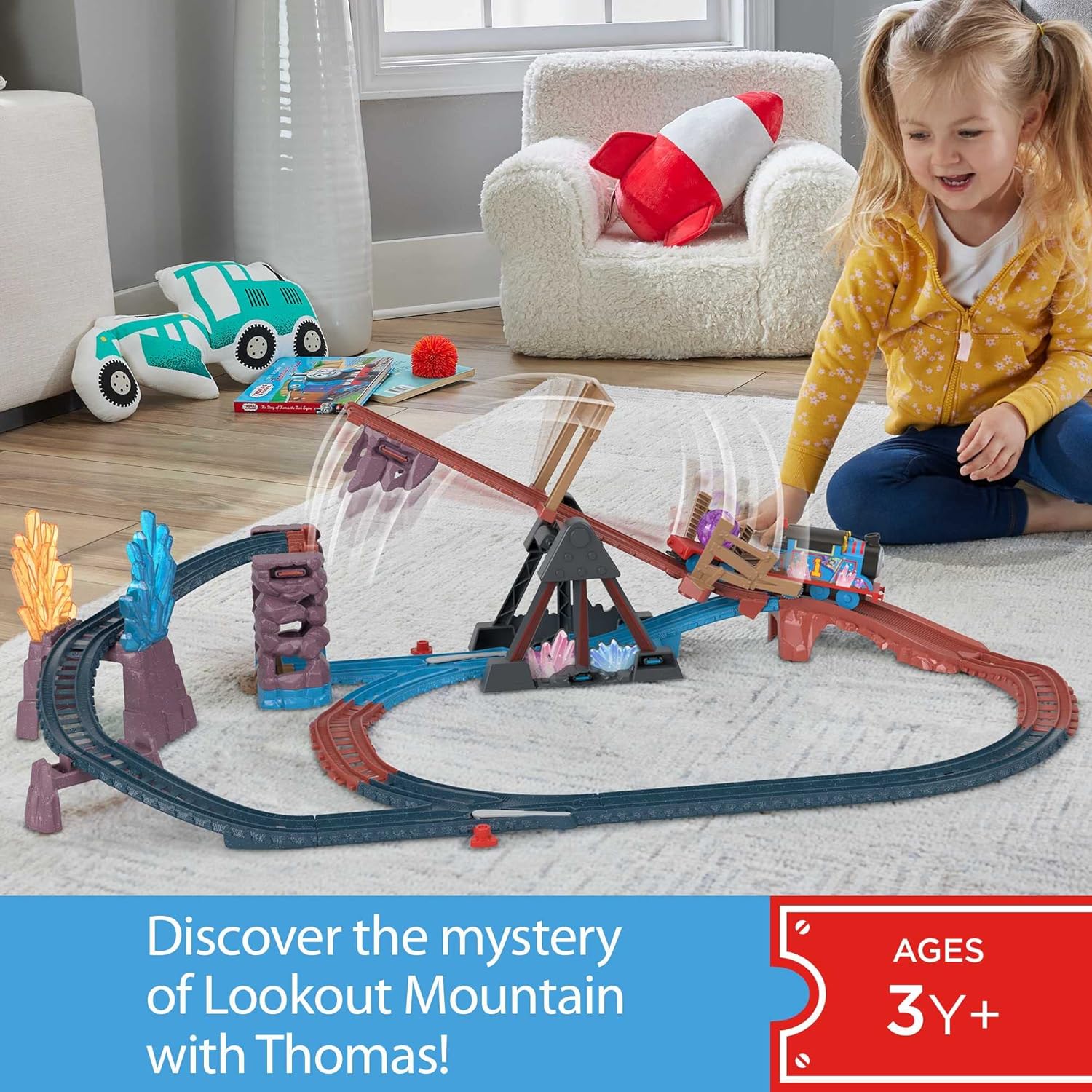 Thomas & Friends Motorized Toy Train Set Crystal Caves Adventure with Thomas, Tipping Bridge & 8 Ft of Track for