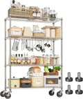 NSF Metal Shelving with Wheels, 4-Tier/1800LBS, 71"H Storage Shelves