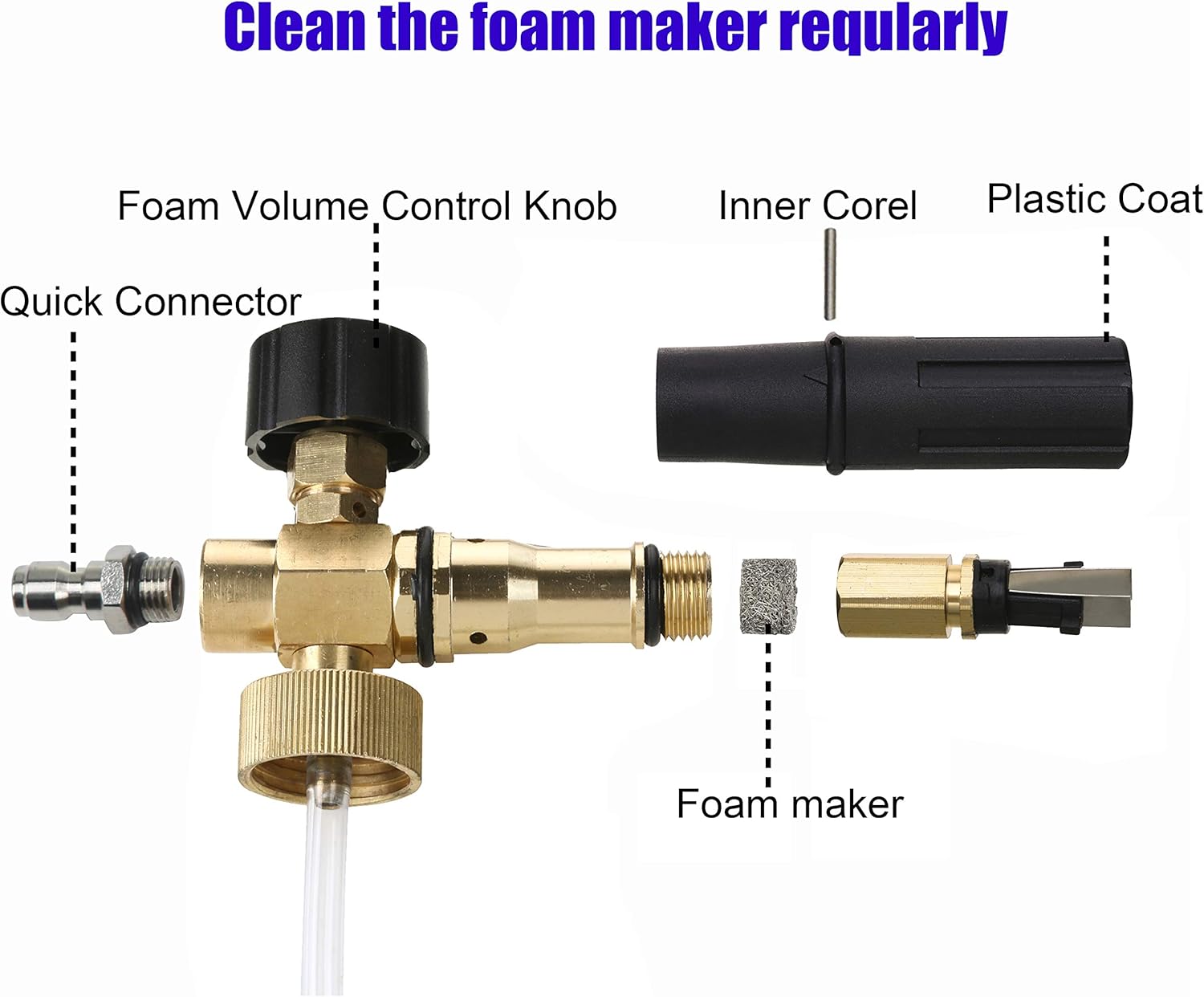 Foam Cannon with 1/4 Inch Quick Connector, 1 Liter, 5 Pressure Washer Nozzle Tips | Foam Cannon for Pressure Washer