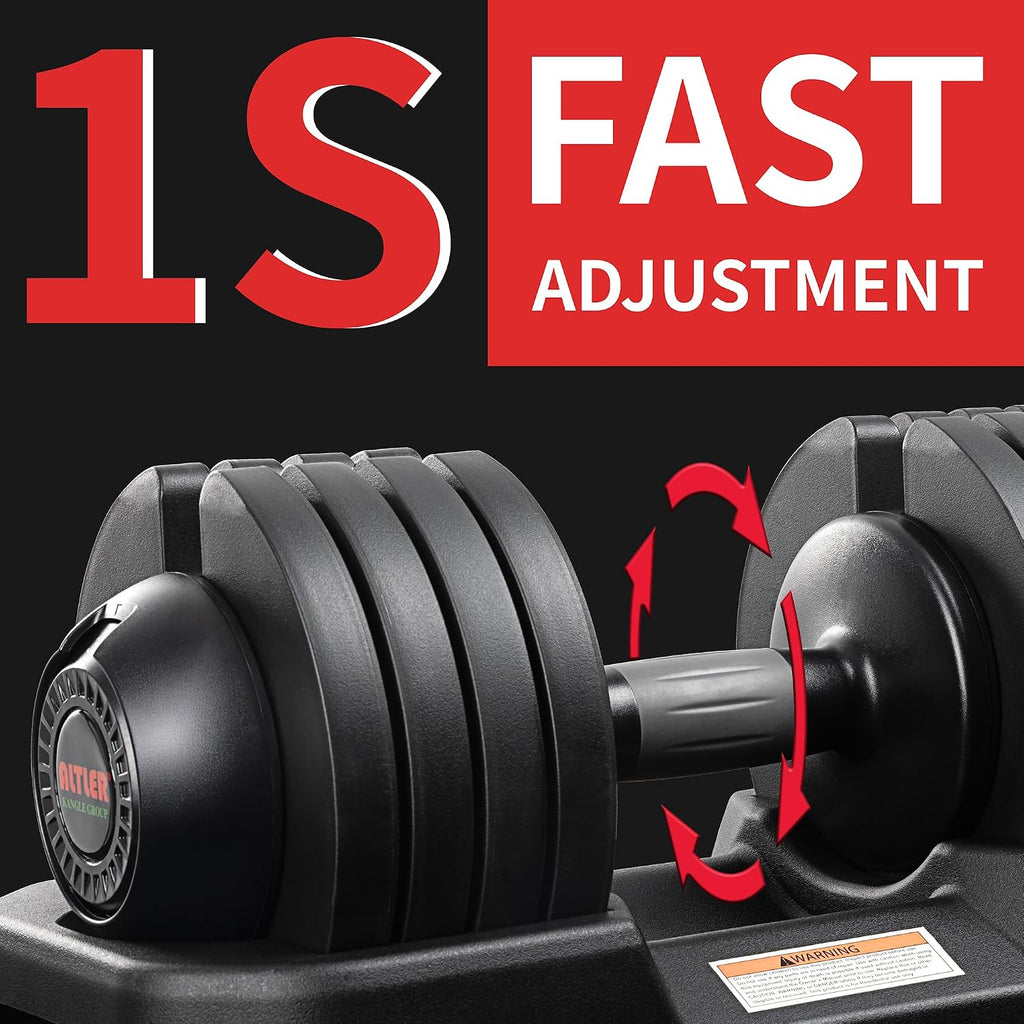 Adjustable Dumbbell Set, 25/52LB Pair with Tray for Workout Strength Training Fitness, Adjustable Weight Dial