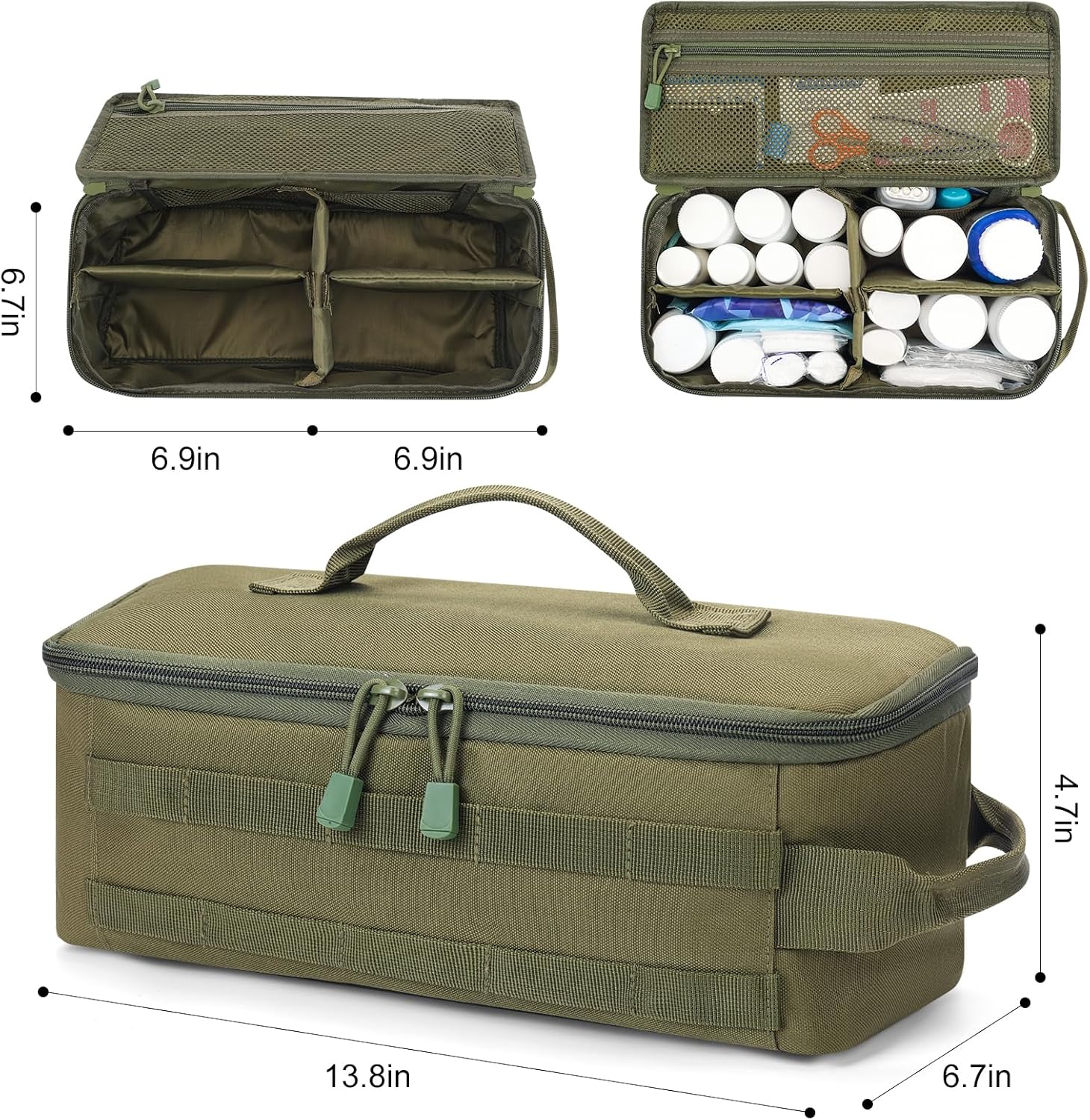 First Aid Bag Empty Pill Box Organizer,Tactical Medical Bag Case,Portable EDC Travel Medicine Pill Bottle Organizer